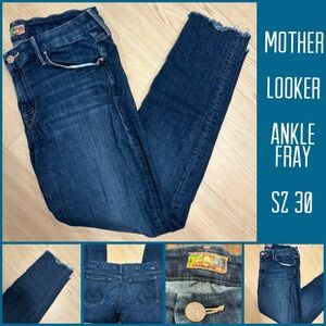 Mother Looker Ankle Fray Jeans - Blue